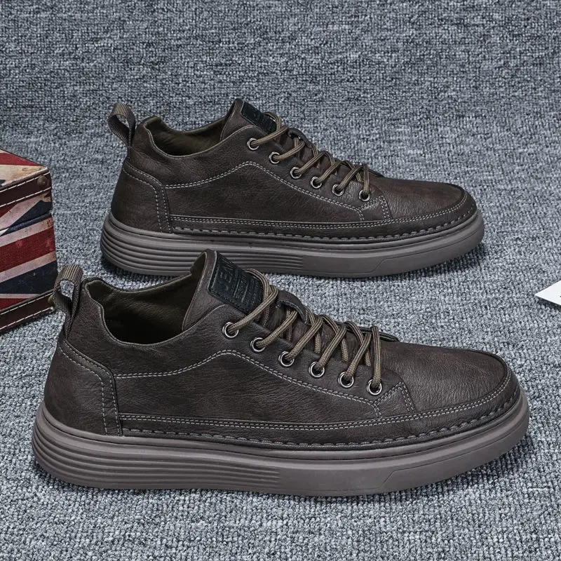 Giày Sneaker Nam, Giày Da Nam Cao Cấp Kiểu Mới 2024 Shoes Cao Su Đế Bằng Đế Cao 4