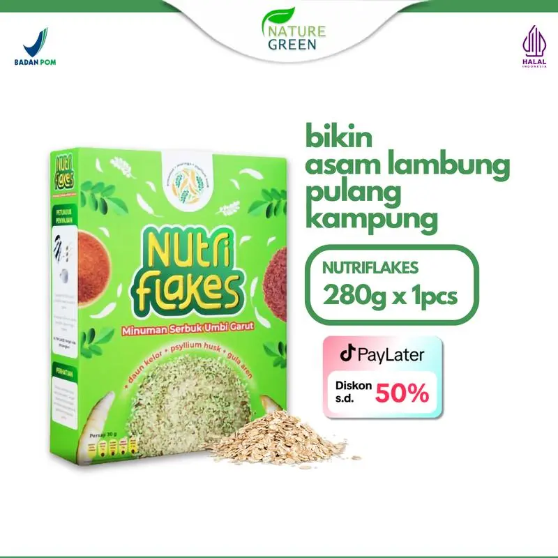 Nutriflakes Original Asli - Paket 1 Box - Minuman Bubuk/Serbuk Umbi Garut - Bantu Masalah Lambung & Maag