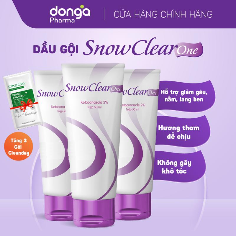 COMBO 3 tuýp  Dầu gội đầu SnowClear One tác động kép chiết xuất dầu dừa - Tuýp 50ml
