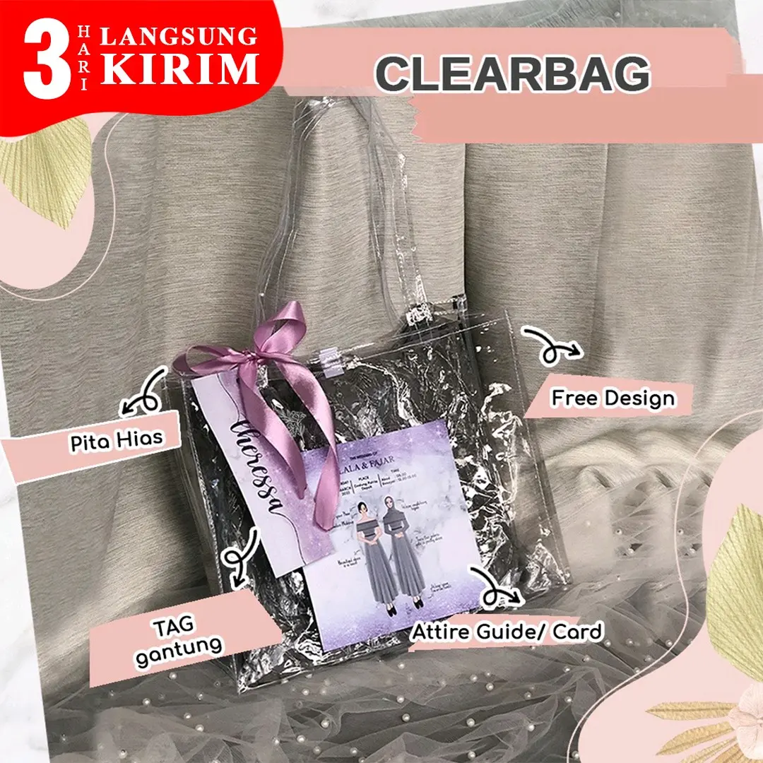 CLEAR BAG LARGE  ((CUSTOM NAMA)) -  Bridesmaid box Mika Tas Wedding