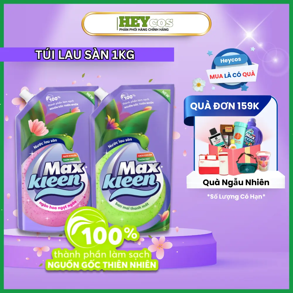 Nước Lau Sàn MaxKleen 1kg thành phần làm sạch nguồn gốc thiên nhiên Làm Sạch Sạch Khuẩn
