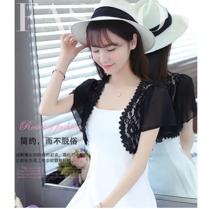 Khăn choàng ren nữ, Xu hướng thời trang mới cho năm 2025, Áo Cardigan ngắn mùa hè không tay, Áo choàng thanh lịch cho váy, Quần áo phong cách cao cấp, Đơn giản và sang trọng 1