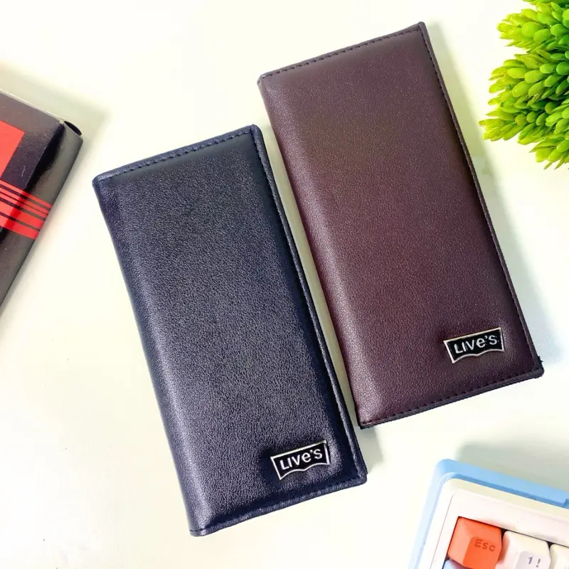 Dompet Pria Panjang Dompet elegan logo Plat Kulit Kartu Uang