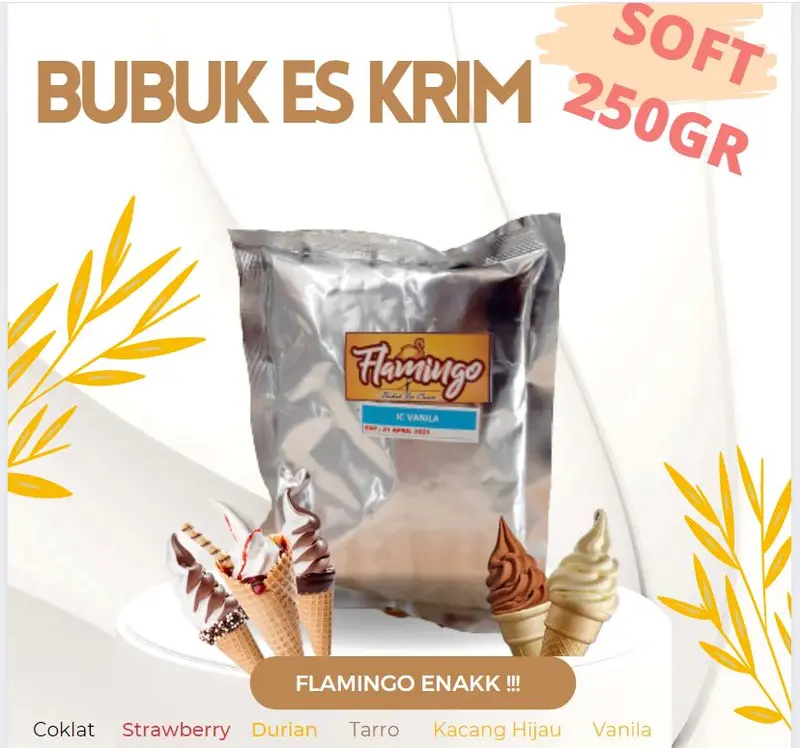 Bubuk es krim bahan es cream lengkap murah 250gr es krim bubuk instan minuman 0
