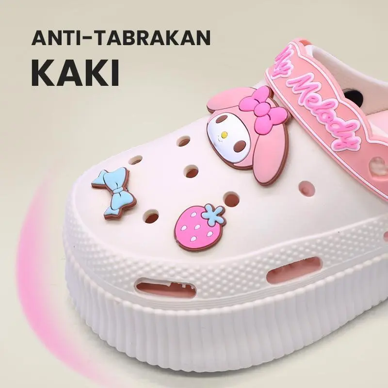 TAICCY Sandal Kodok Wanita Dewasa Jelly Fuji Sendal Baim Wedges Karakter Kartun Sandal keluarga EVA Ukuran 20-41 7