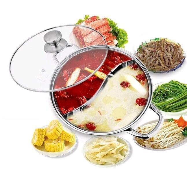 Product Introduction of Nồi lẩu inox 2 ngăn nắp kính SZ: 30CM và 32CM 5