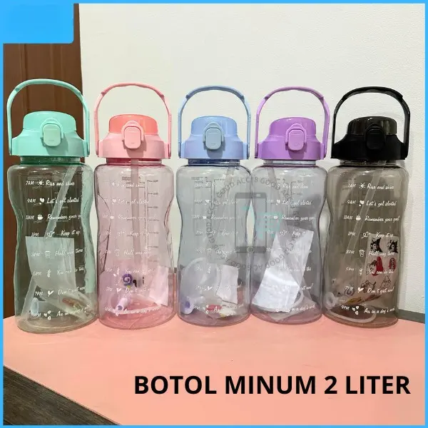 Botol Minum 2 Liter Transparant Motivasi Dengan Gagang Pegangan Botol ...