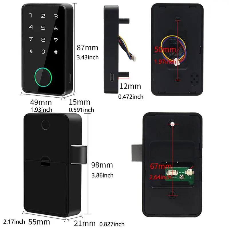 APP Fingerprint Smart Drawer Cabinet Invisible Lock, 1 Set IC Card Unlock Cabinet Furniture Electronic Keyless Sensor Lock 6