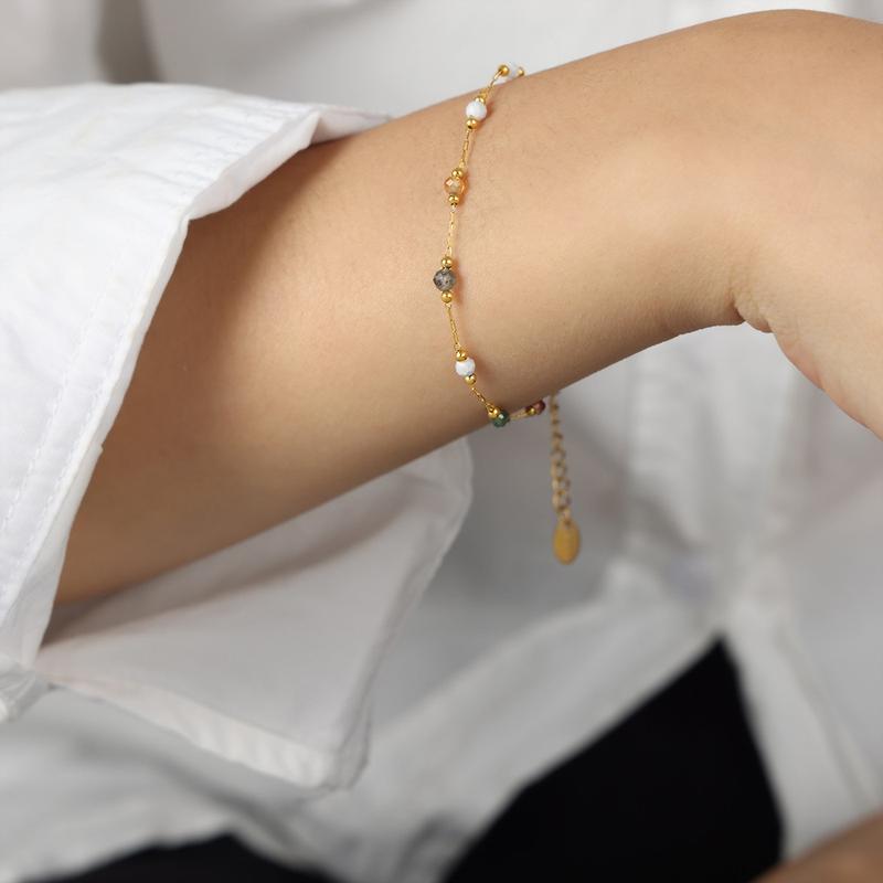 New Fashion Niche Design Personality Simple Natural Handmade Beaded Necklace Bracelet Set Jewelry for Women 5