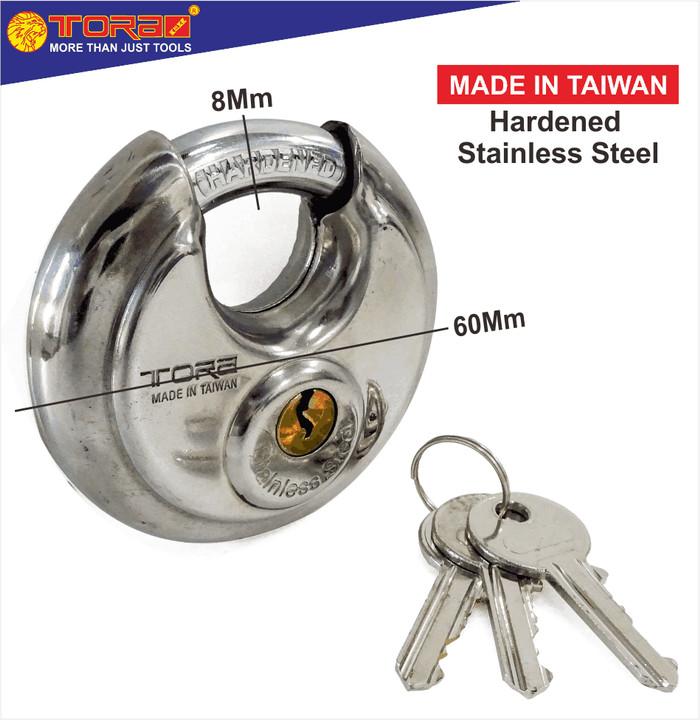 Gambar TORA Gembok Bulat 60 mm - Gembok Stainless Tebal - TAIWAN dari Tora Official Shop Kab. Bandung Tokopedia