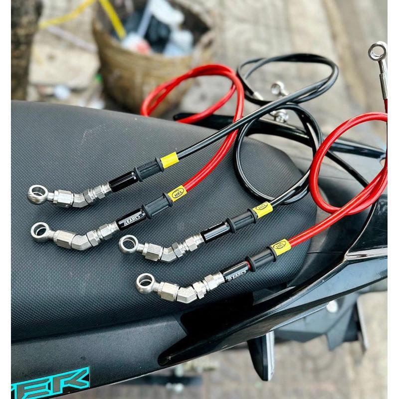 Dây dầu Hell ngắt bấm full inox ngắt 45 độ sử dụng cho mọi dòng heo_ Dây dầu trước mọi dòng xe_MS 2