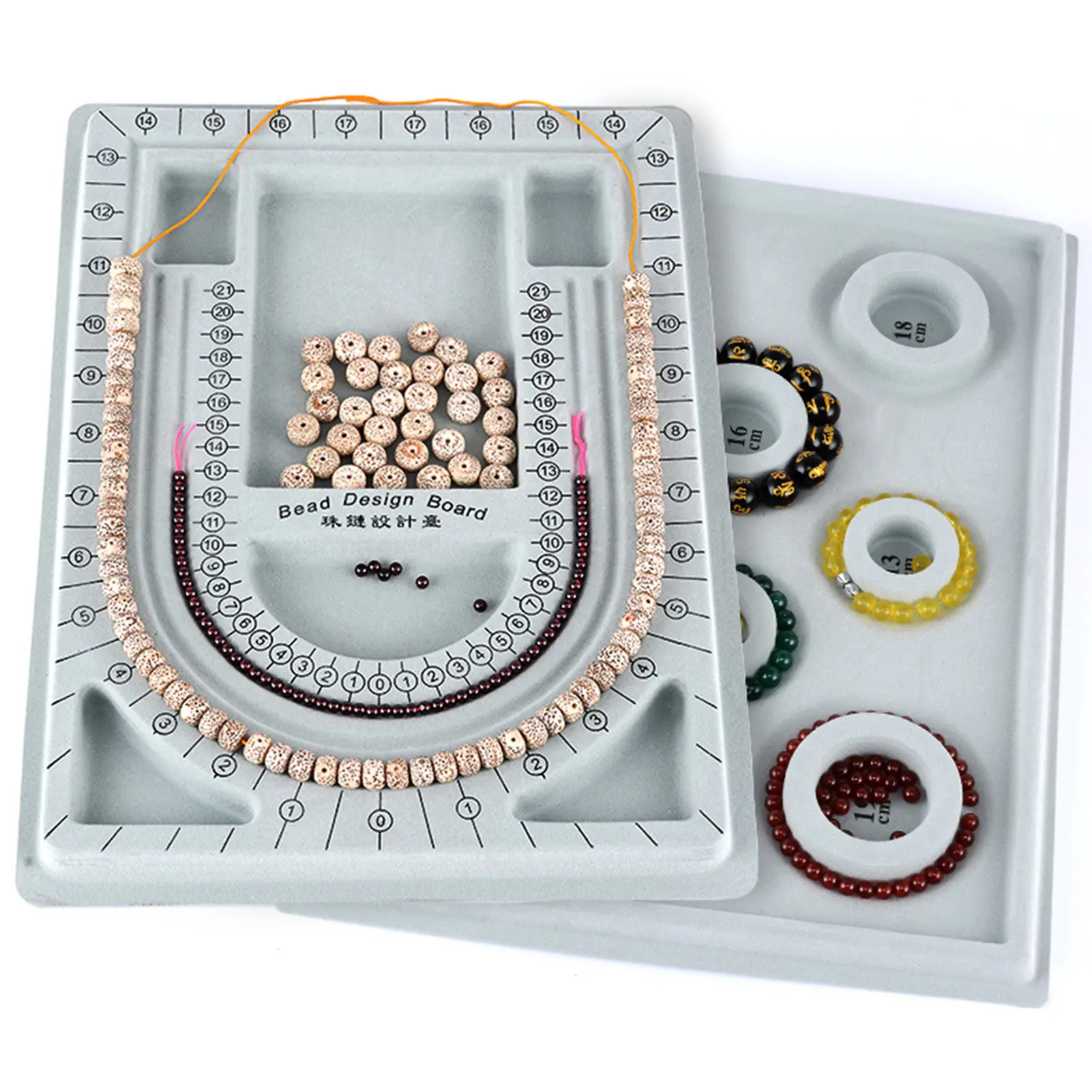 Jewelry Bead Board with Scale Groove Design 3 U-Shaped Channels Board Jewelry Bracelet Necklace Making Tool