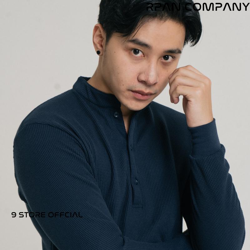 Tshirt Henley Waffle Long sleeve Original / Baju Waffle Tangan Panjang Kancing / Crewneck Waffle Button. 5