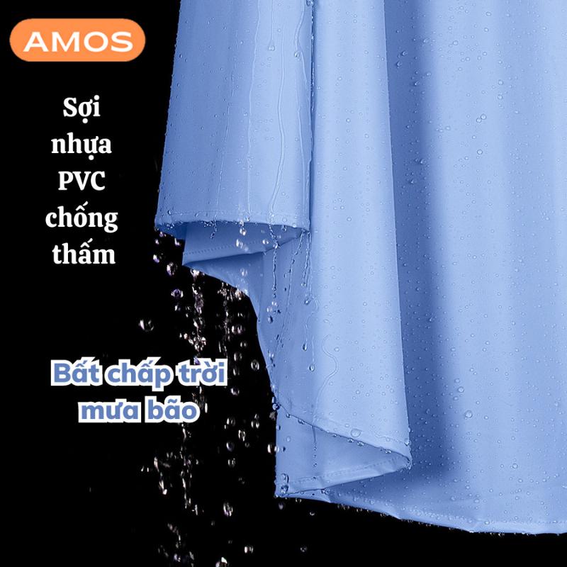 Áo mưa nửa trước trong suốt  AMOS tà rộng cho 2 người lớn, Áo mưa cánh rơi che phủ toàn thân siêu dai, kèm kính chắn mưa 4