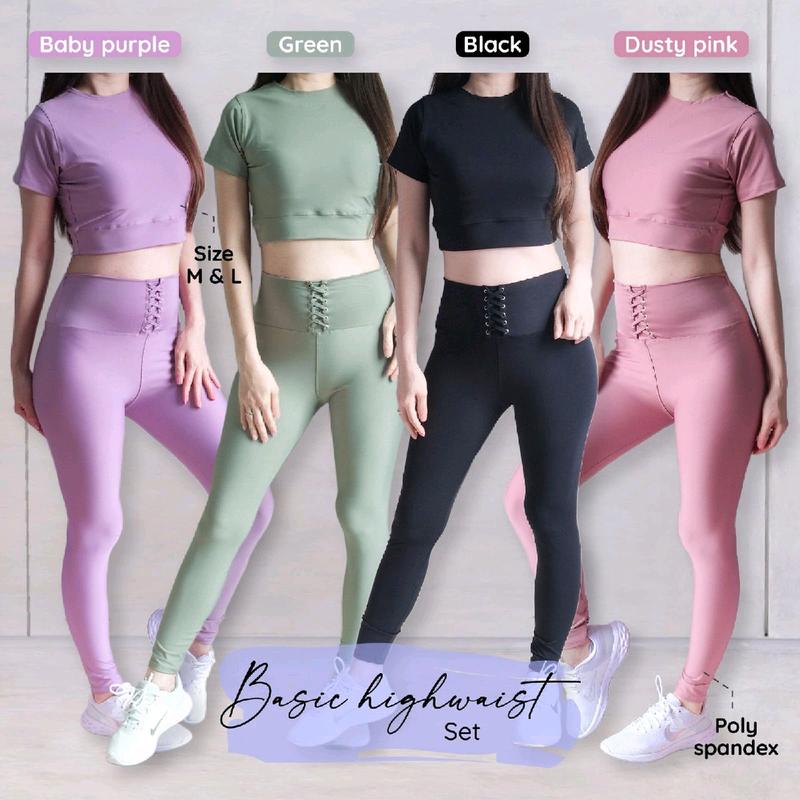BASIC HIGHWAIST SET / SET OLAHRAGA WANITA / BAJU ZUMBA / SETELAN SENAM / SETELAN GYM / FITNESS WORKOUT / DANCE YOGA 0