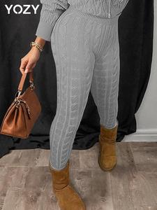 YOZY Women's Solid Leggings, Casual Comfy Warm Skinny Pants for Daily Wear, Ladies Bottoms for Fall & Winter