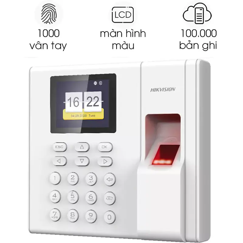 Máy Chấm Công Vân Tay Màn Hình LCD 2.4 inch Hikvision DS-K1T8003F 4
