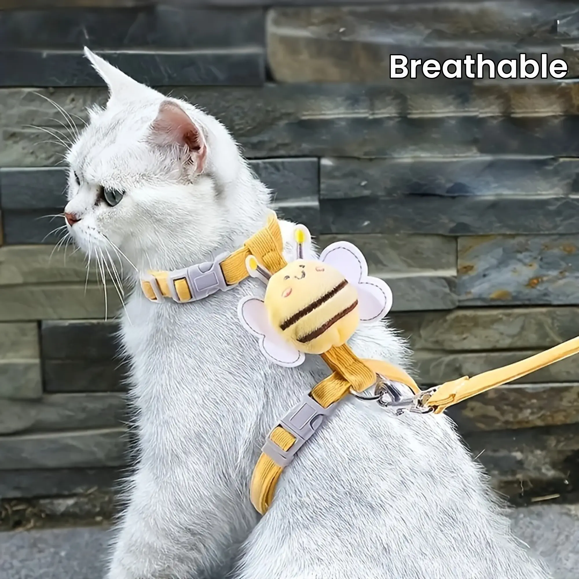 Cat leash anti-breakaway adjustable cute walking cat small dog teddy bichon cat decoration cat harness bee
