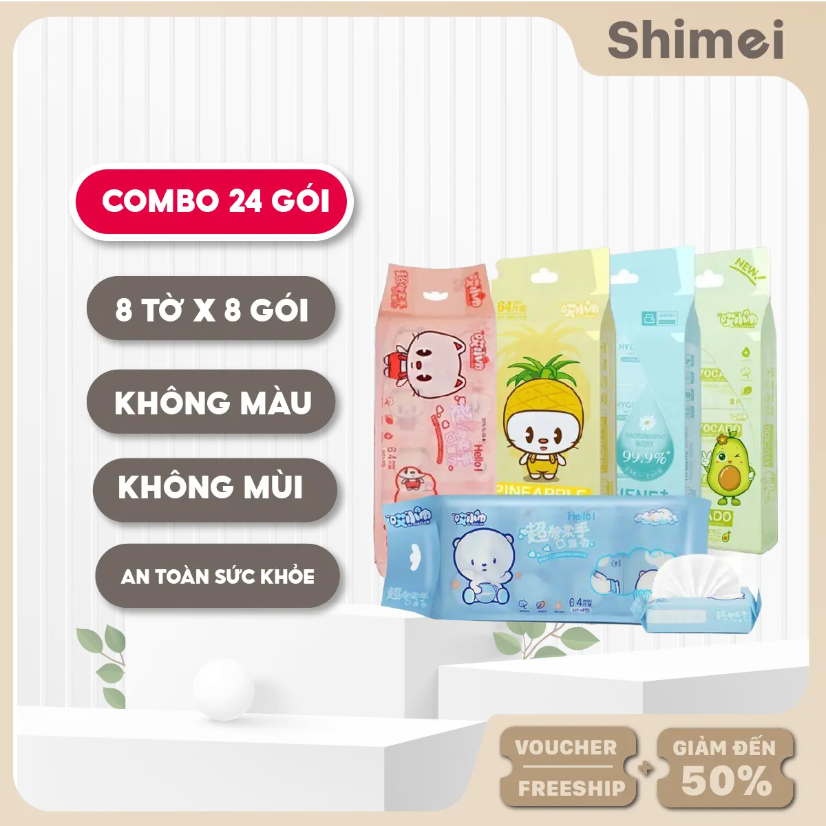 Combo 24 Gói Khăn Giấy Ướt [size 14cm] Mini Tiện Lợi Mang Theo Cho Bé Khăn Ướt (MÀU NGẪU NHIÊN) khăn  ướt pewpew