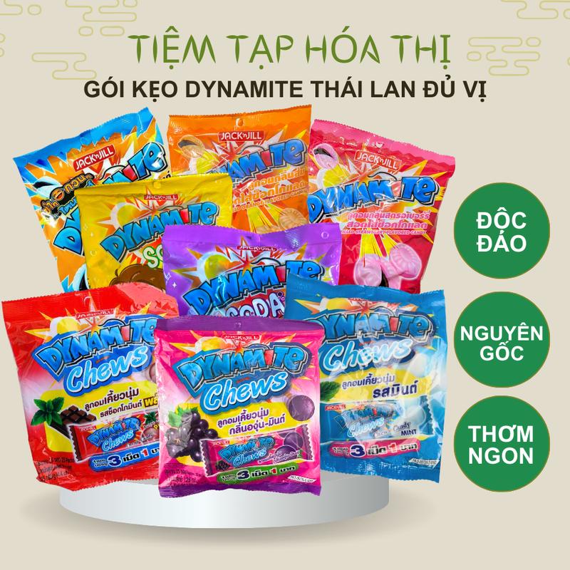 Kẹo DYNAMITE Thái Lan Nhân Bạc Hà Socola Nho Soda Dâu Tan Chảy Candy Ăn Vặt Food tráicây Snack Chua Ngọt