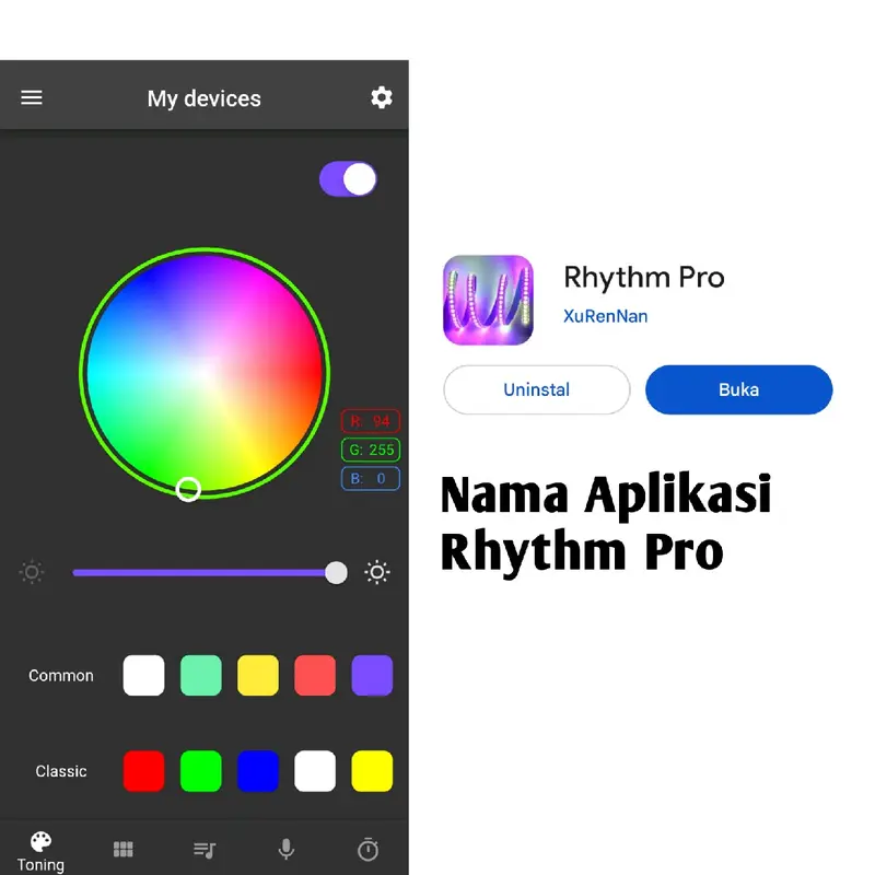 NEON FLEX RUNNING RGB PANJANG 5 10 METER BISA GANTI WARNA SUDAH TERMASUK ADAPTOR DAN REMOT CONTROL BISA DI ATUR LEWAT HP NAMA APK RHYTHM PRO 7