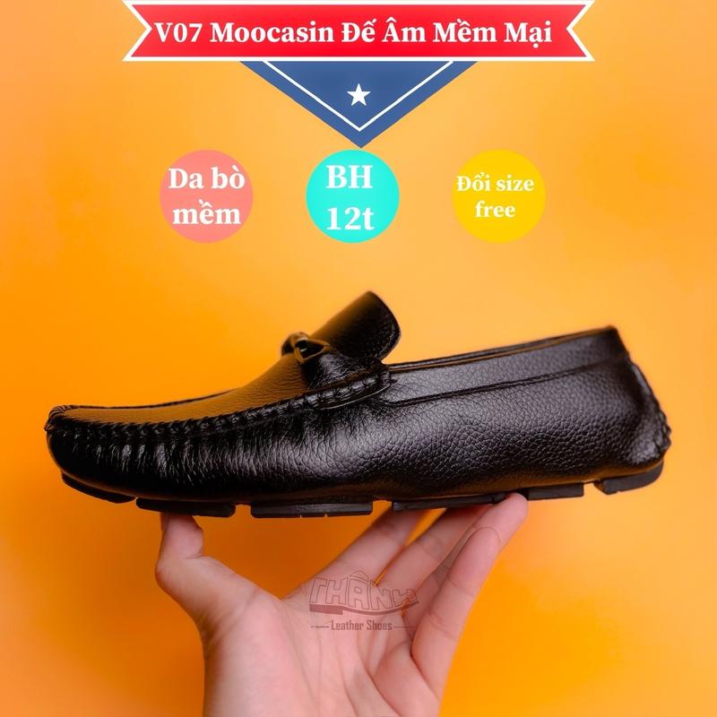 V07:”FREE SHIP”giầy nam giầy hè Moccasin giầy lười da bò mềm cao cấp đế âm giầy đi dự tiệc sang trọng tinh tế 1 đôi 25cm x 12cm GiầyThủ Công Cao Su Len