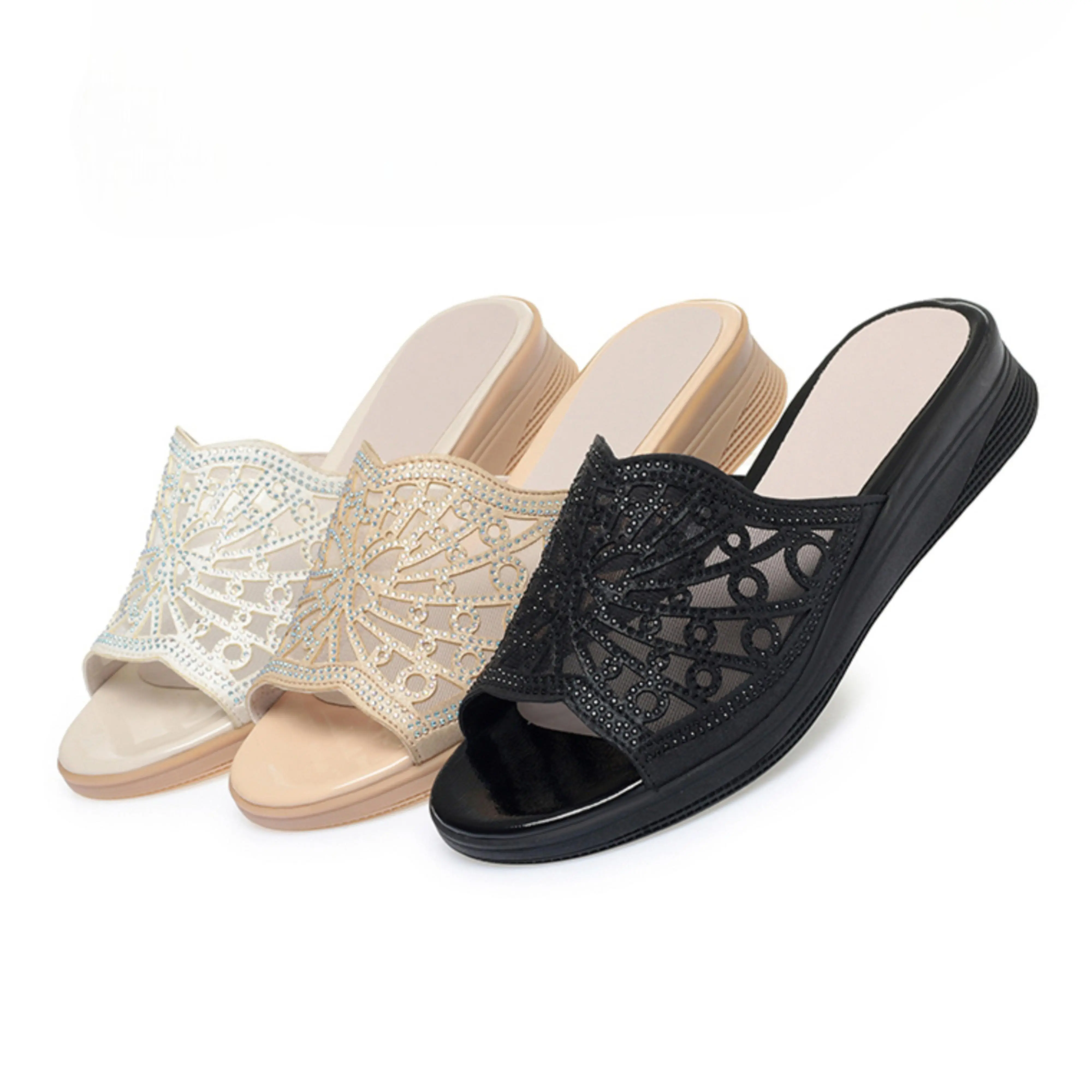 sandal wedges premium permata size 37 - 42 Sendal Wanita Cewek Karet kekinian trend 2025