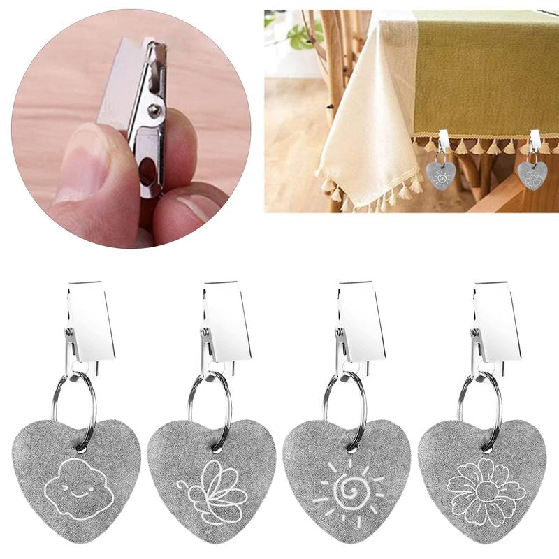 8Pcs/Set Clip Tablecloth Weight Heavy Duty Marble Windproof Flower Sun Cloud Butterflies Keychain Curtain Dining Table Cover Pendant Home Supplies 1