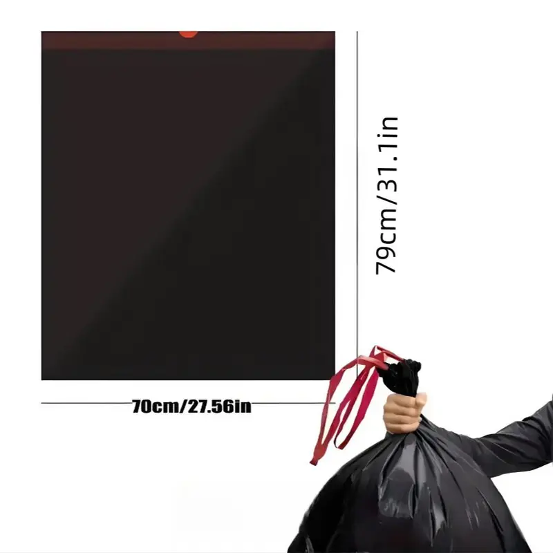 35 Gallon Trash Bag, 10pcs/20pcs/roll Thick & Durable Household & Commercial Garbage Bag, Large Capacity Drawstring Bin Bag 1