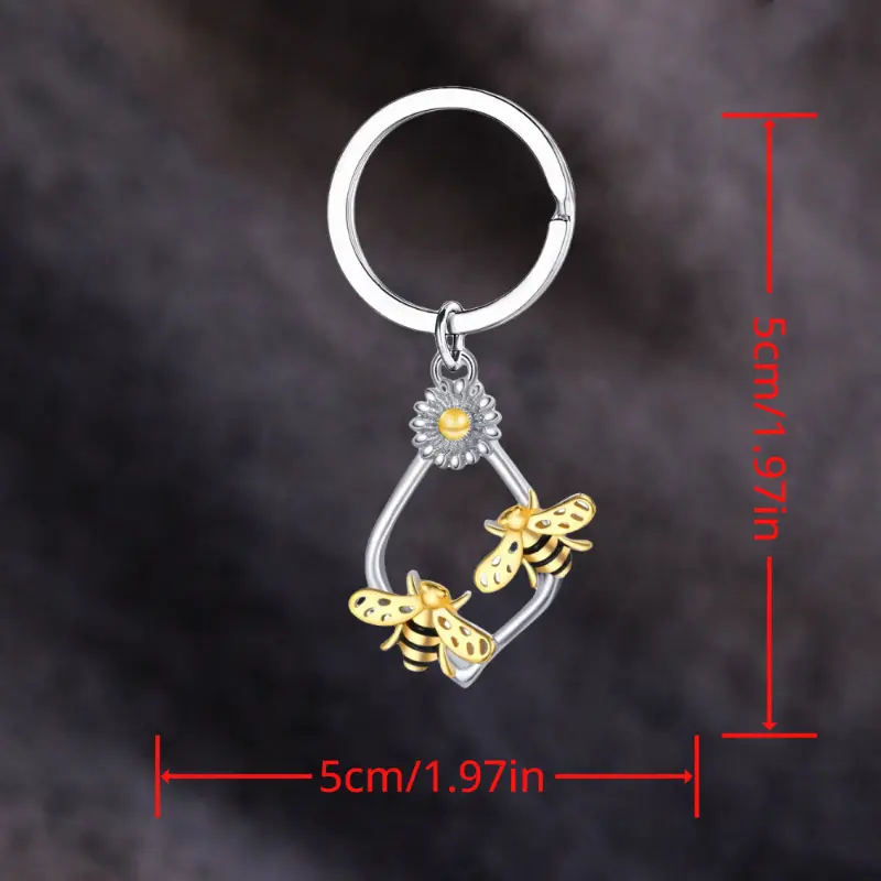 [Fashionable bee keychain for gift] Fashionable and exquisite bee water drop keychain for family and friends birthday Christmas gift