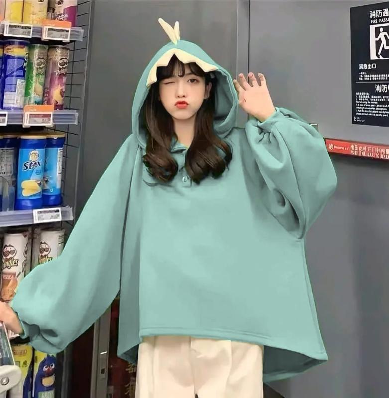 Dinos Sweater Hoodie Wanita Oversize - Sweater Wanita Korean Style Terbaru Polos 3
