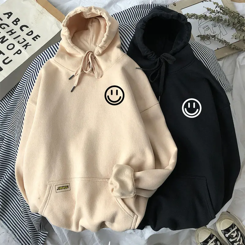 bejoshopid Hoddie smile Logsam bulat Fleece Nyaman Lokal Pria