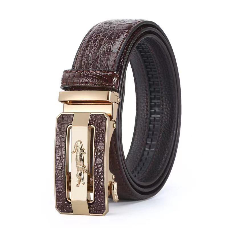 Product Introduction of Genuine Leather High-End Automatic New Men's Popular Leather Belt Authentic Cowhide Pant Belt Business Casual Fashion Belt Crocodile 22