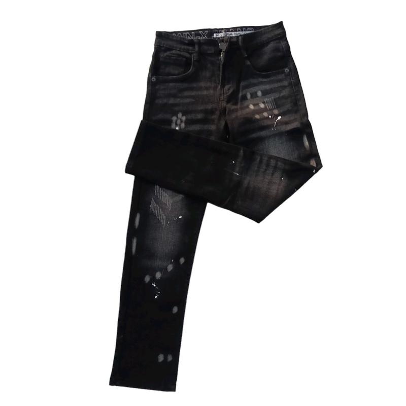 Quần Jean Sai NHỠ TỪ 30kg_50kg Màu đen hai khóa đầu gối Menswear Nam Pants Có Túi Tre 2