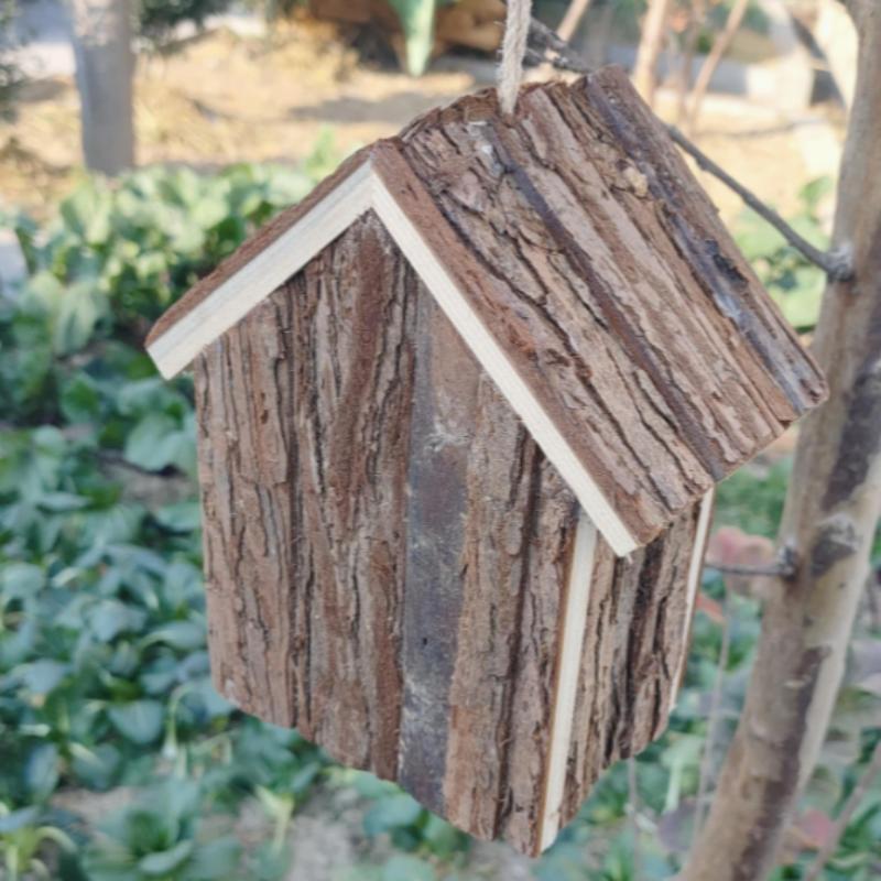 Wooden Bird House with Hanging Rope, Outdoor Bird House, Ventilated Bird Nest, Hanging Bird Cage, Bird Nest Accessories, Pet Supplies 2