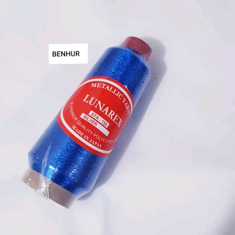 ( COD ) BENANG BORDIR POLYESTER METALIK HIJAU , BENHUR , BIRU TOMY 1