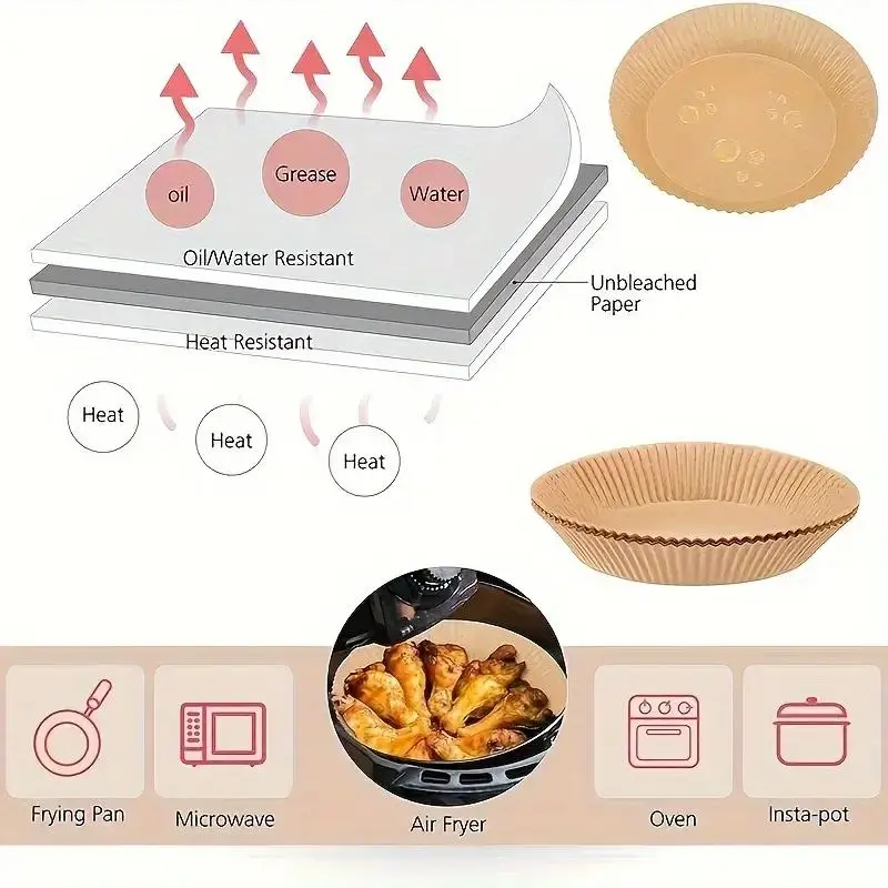 Disposable Air Fryer Liner, 100pcs Square Baking Paper Liner, Non-stick Baking Tray, Kitchen Baking Tool for Home Use 4