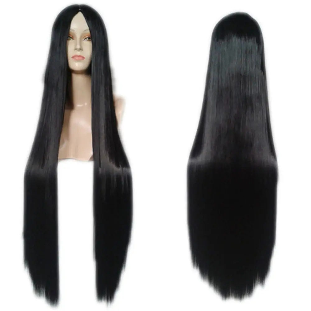 Tóc Giả Điểm Bang Màu Đen Và Trắng, Tóc Thẳng Dài, Thời Trang Hóa Trang, 100CM, 60920