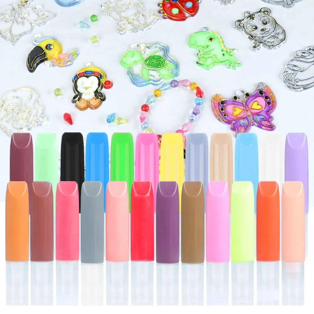 asdfger New Baking-Free 3D Outline Pen Cartoon Handmade Glue Painting Pen Diy Paint Drawing Pen for Acrylic Metal