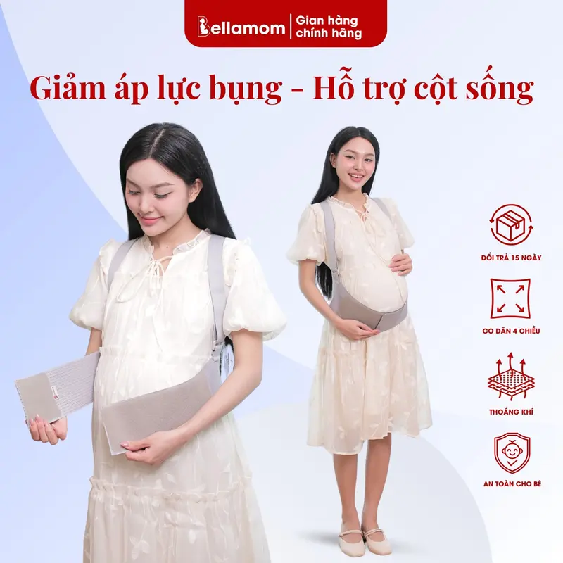 Đai nâng đỡ bụng bầu giảm đau mỏi lưng, co dãn 4 chiều thoáng khí, giảm rạn da và phù nề chân - bellamom Vietnam Vừa vặn Supporting Belts