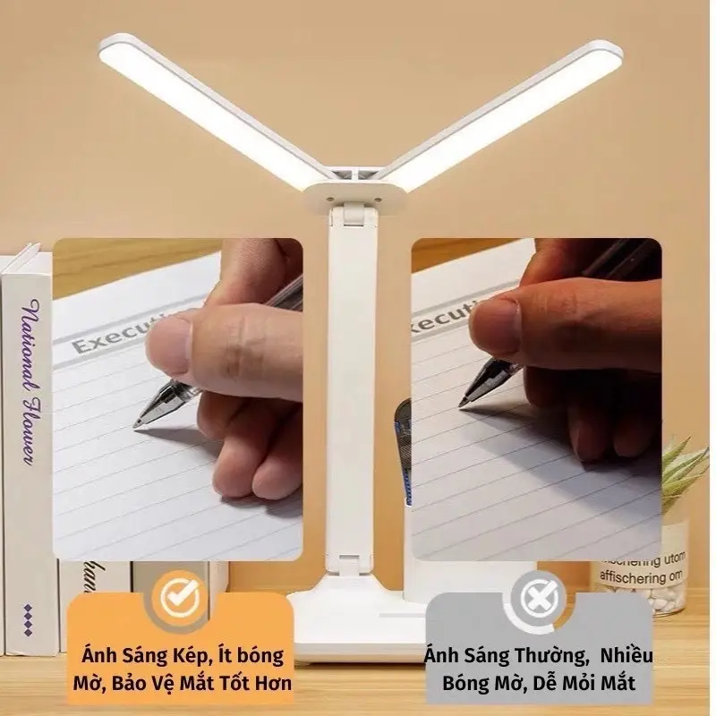 ￼Đèn Học Để Bàn Tích Điện 2 Bóng Chống Cận Phù Hợp Mọi Lứa Tuổi Tiện Ích Mọi Không Gian 3