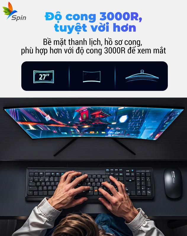Màn hình cong LCD 24&27 inch Full HD cho máy tính chơi game 100hz 2ms | BigBuy360 - bigbuy360.vn