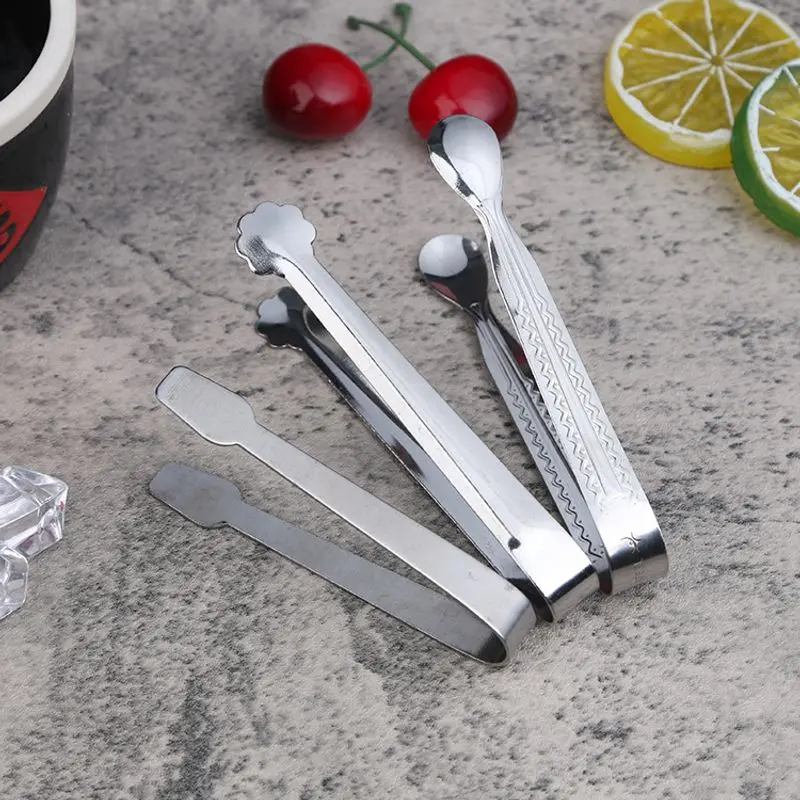 1PC Mini Ice Cube Tongs Sugar clip Stainless Steel Ice Tongs Kitchen Tool