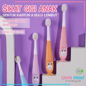 SIKAT GIGI BAYI ANAK SILIKON Baby Training Toothbrush Karakter Silicon Lembut Bulu Halus Kids Teether Gigitan blue pink Blue Pink Yellow Brush
