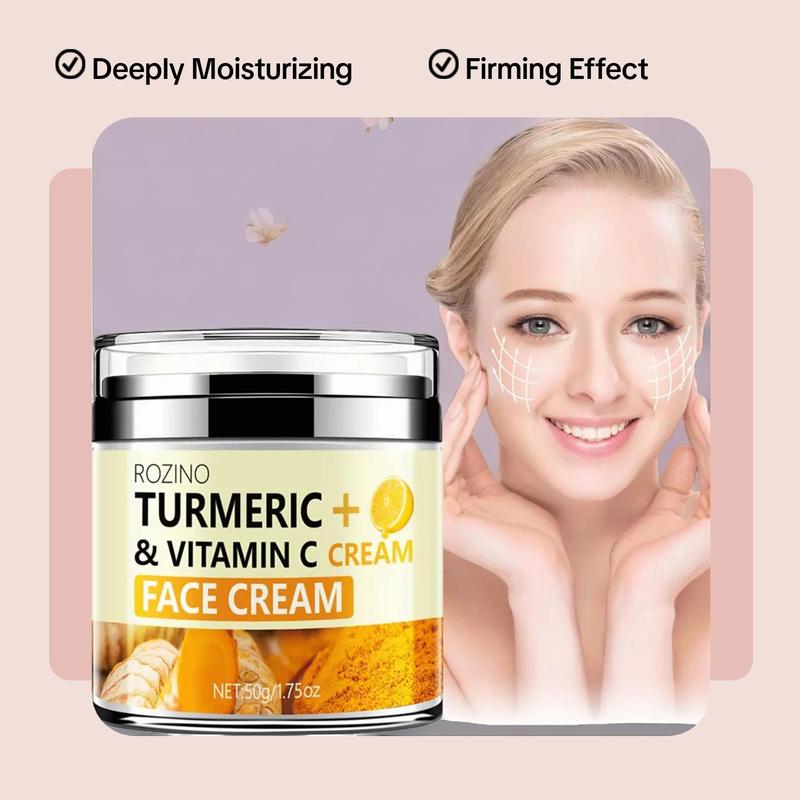 Turmeric + Vitamin C Moisturizing Face Cream, Deeply Moisturize, Tighten, Smooth and Improve Facial Skin, Leaving Skin Firm, Delicate and Elastic, Christmas, Christmas Gift, Face Care Products 1