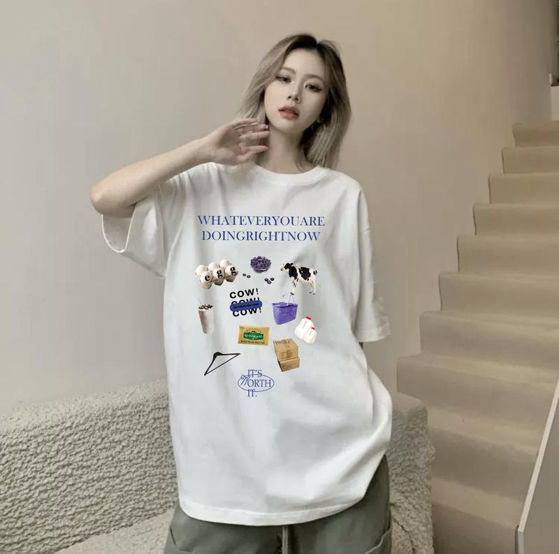 [He.Ling] BST Áo Thun BÒ SỮA Form Rộng Unisex -Chất Thun Cooton Khô Mềm Mịn Mát - Phong Cách Douyin T01 Nữ Top