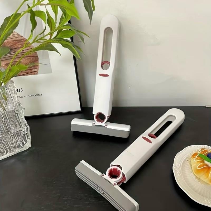 Combo 2 Cây Chổi Lau Bàn Bếp, Phòng Tắm, Kính Xe Hơi Mini Gấp Gọn Không Vệt Mờ Bọt Biển Siêu Thấm Hút Lan Sàn, Cây Lau Sàn Làm Sạch