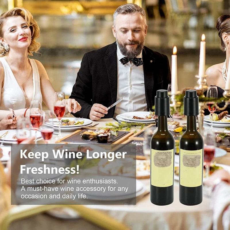 Product Introduction of New Reusable Wine Bottle Stopper Press Style Graduated Vacuum Pump Corks Bar Tool Wine Savers Bottle Sealer Stoppers Keep Wine Really Fresh 14