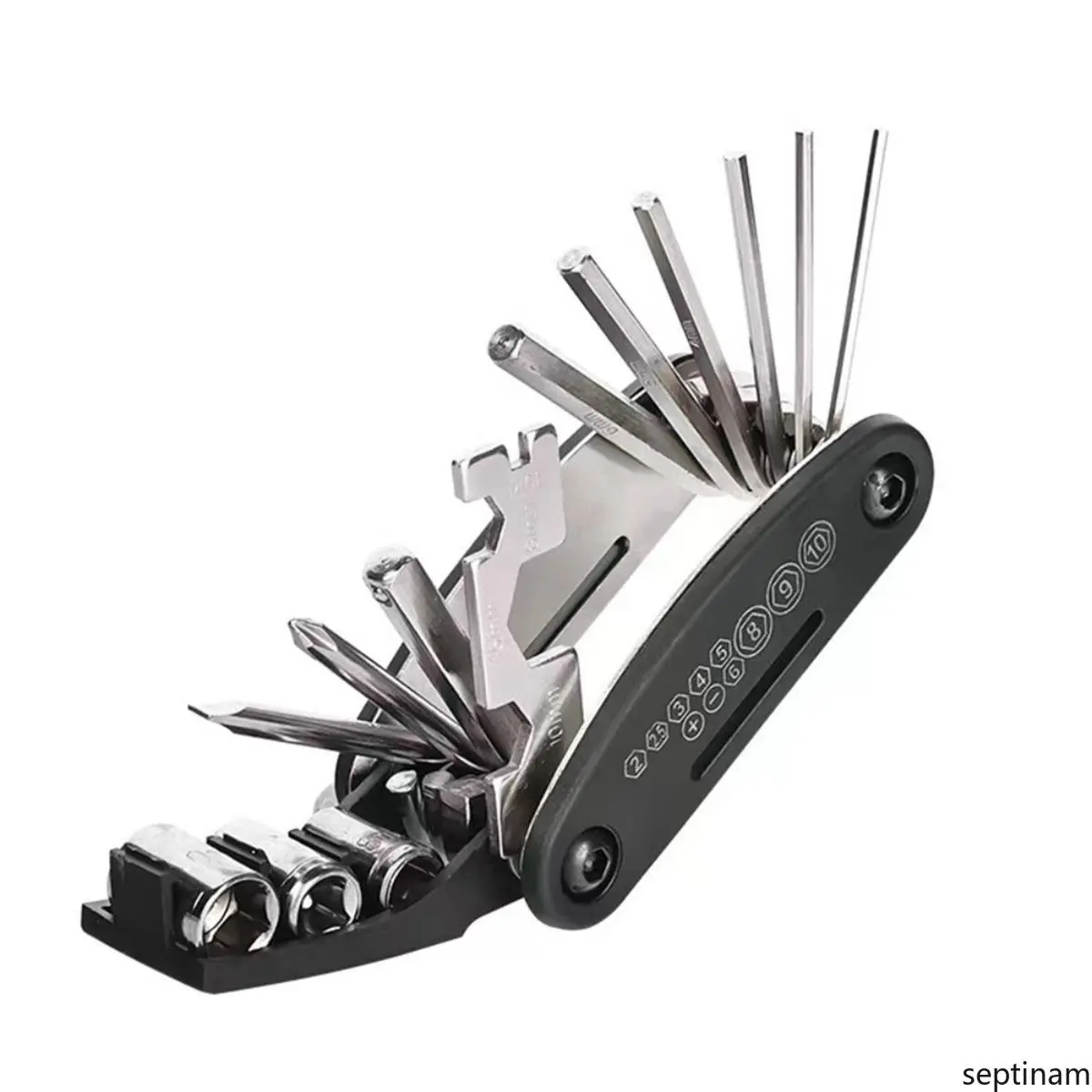 Set Kunci Pas Lipat 16 In 1 Multifungsi Alat Carboon, Tools Praktis untuk Sepeda Motor & Mobil, Kecil & Ringan, UKuran 16 Tools, Peralatan Bike Gowes, Ideal untuk Reparasi