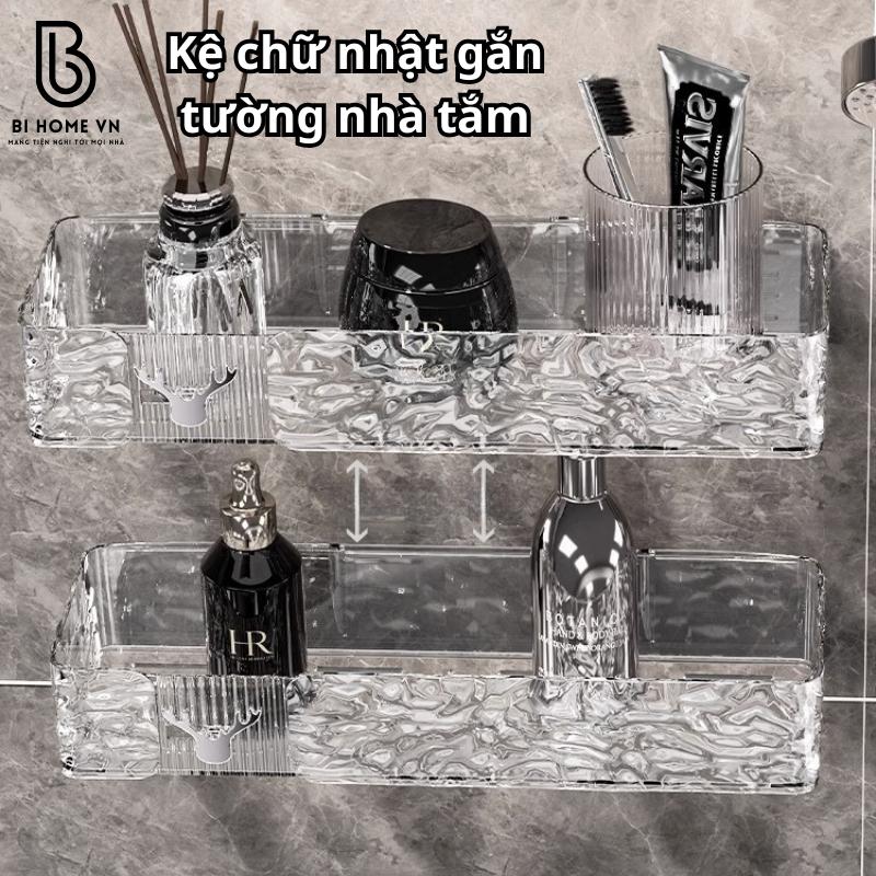 Kệ Để Nhà Tắm Chữ Nhật Trong Suốt Có Móc Hươu Treo Đồ Chất Liệu ABS Cao Cấp 0
